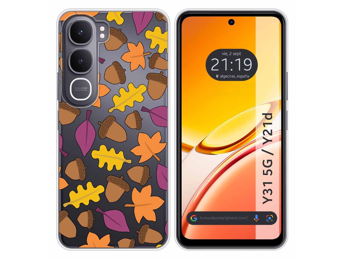 Capa Tumundosmartphone De Silicone Transparente Para Vivo Y31 5g / Y21d Com Estampa De Outono E Desenhos Animados