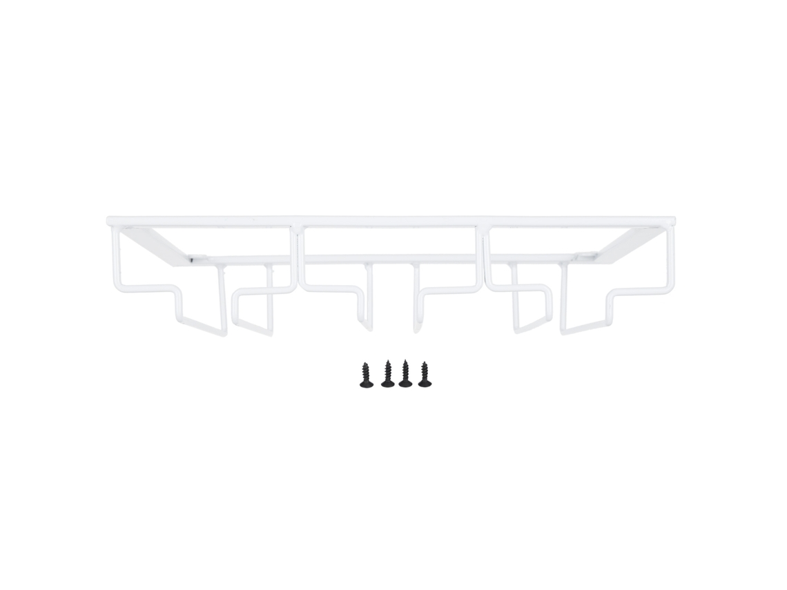 Prateleira de taças de vinho suspensa de metal, 30x22.5cm, 3 slots, branco