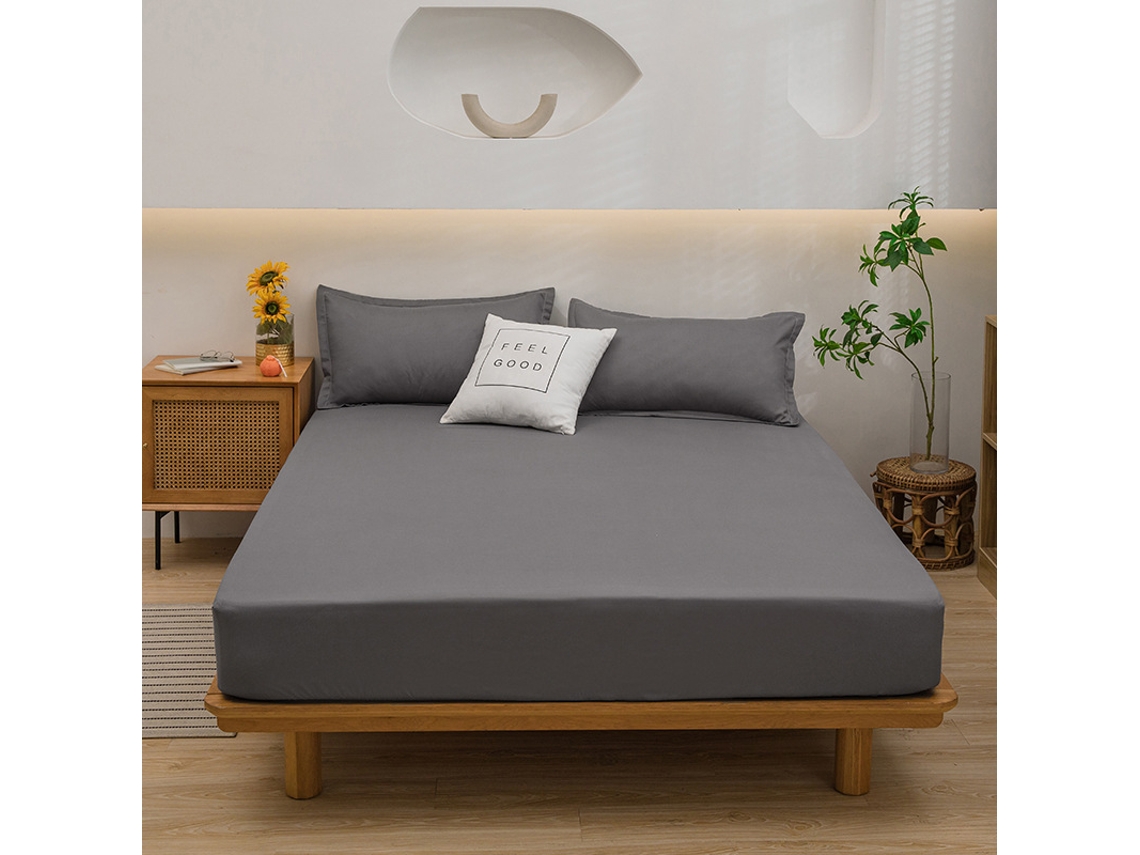 Conjunto Lençóis 4 Peças Lençol De Baixo 183x213*36cm Lençol De Cima274*279cm 2 Fronhas 51x137cm Fibras Sintéticas Cinza Hexinyigjly