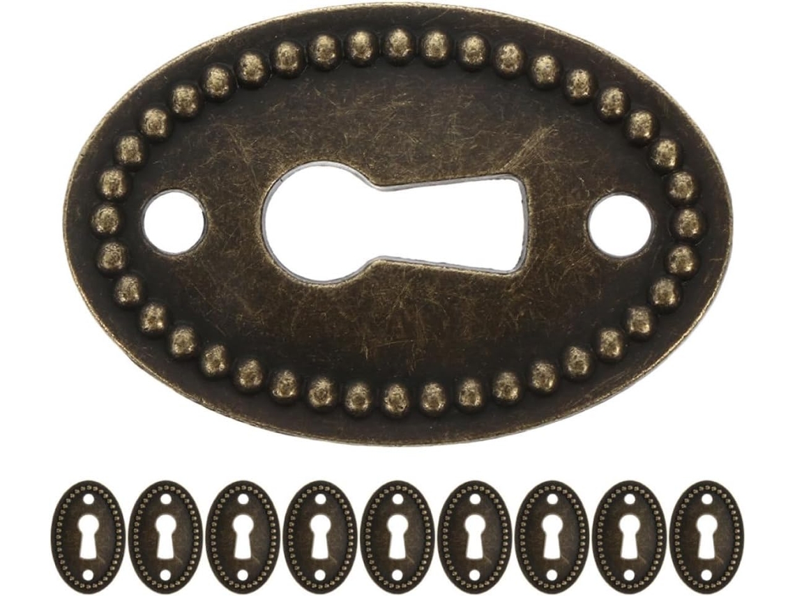 Conjunto De 10 Tampas Ovais Em Liga Zinco Para Fechaduras, Ideais Para Caixas De Joias E Mesas Possuem Encaixe Seguro