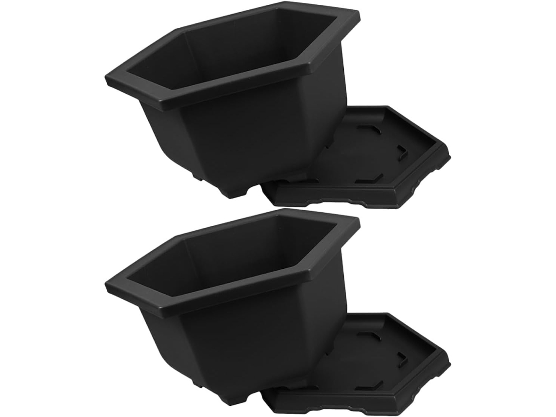 Conjunto De 2 Vasos Hexagonais Em Estilo Terracota Com 20 Para