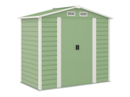 Abrigo Jardim Exterior 213x120x194 Cm Base Reforçada Portas De Correr Verde Claro