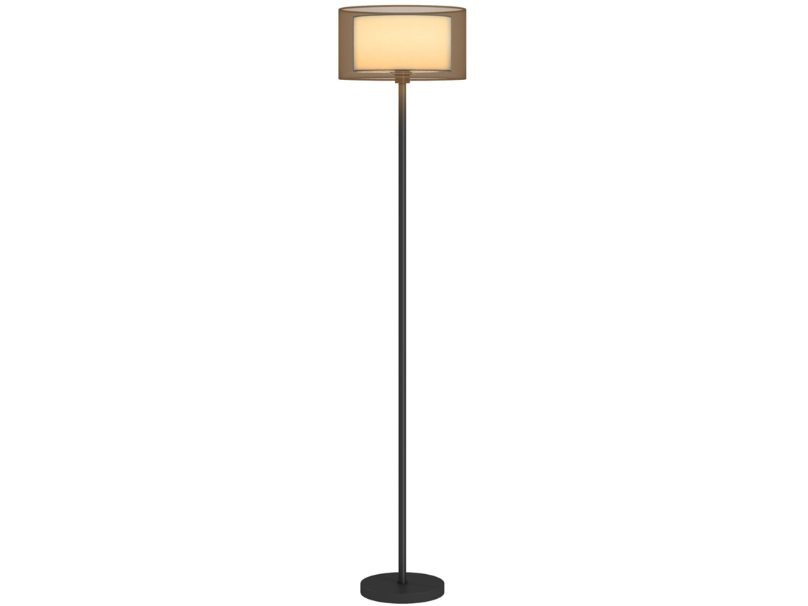 Luminária Chão Cúpula Bicolor Interruptor Pé Metal Preta