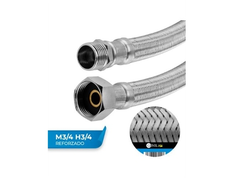 Mangueiras De Conexão Gardena M3/4 H3/4 Em Aço Inoxidável Epdm, 50 Cm, Pacote Com 10 Unidades