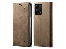Capa De Celular Xiaomi Redmi Note 12 Pro 5g Em Couro Com Textura De Jeans (china)