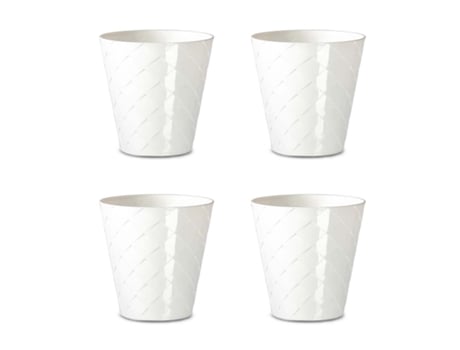 Palmeira Conjunto de 4 Vasos Decorativos Redondos de 16 cm com Textura. Off white ARECA