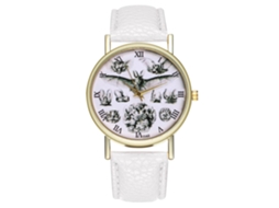 Reloj De Cuarzo Unisex Con Correa De Cuero Pu, Dial Romano Y Diseño De Murciélago (blanco)