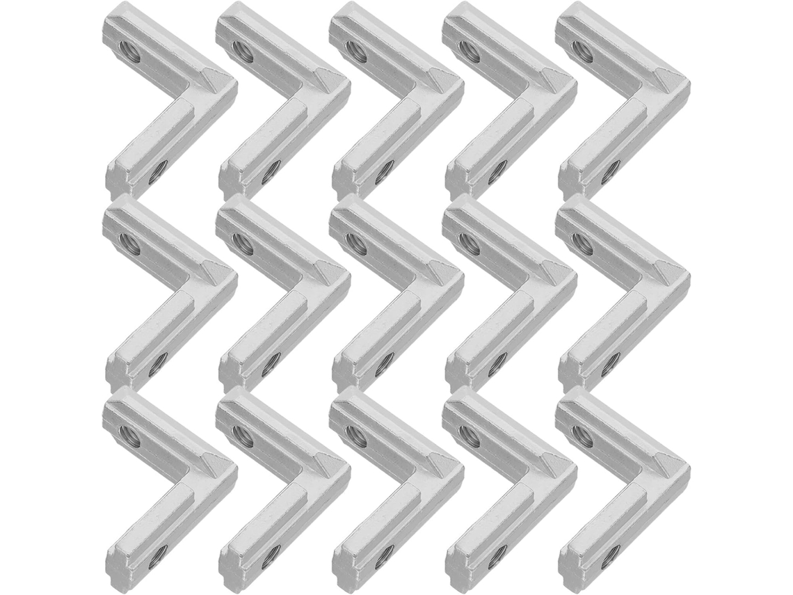Conjunto de 20 Peças de Suportes Angulares de Metal Reforçado, Suportes Fixos para Móveis, Conectores e Prateleiras. SFUSHOS
