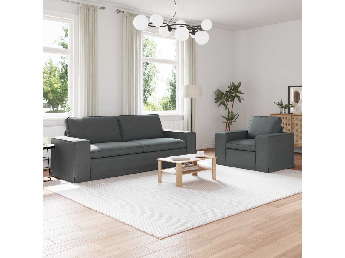 Vidaxl Conjunto De Sofás 2 Pcs Cinza Escuro 222 X 80 X 82 Cm Tecido
