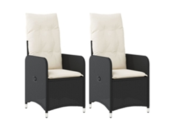 Maison Exclusive - Cadeiras De Jardim Reclináveis C/ Almofadões 2pcs Vime Pe Preto