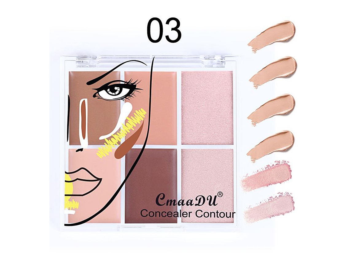 Paleta De Corretivo De Maquiagem Cmaadu 6 Cores, Longa Duração 03 Sunflare