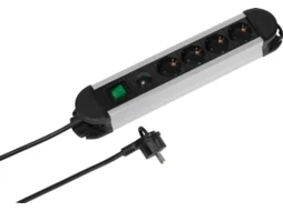 Extensão 4T VIVANCO Com Interruptor 1.6M VIVANCO(Aluminio/Preto)