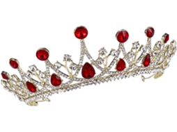 Coroa De Noiva Grande Com Strass Vermelho, Leve E Elegante (1 Peça).