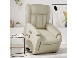 Vidaxl Poltrona Reclinável De Massagens Couro Artificial Cor Creme