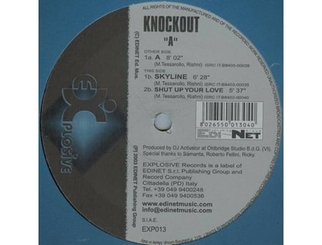A, Knockout | Media Condition Very Good Plus | 1 X Vinyl 12, 45 Rpm, 33 ? Rpm Explosive Records (vg)