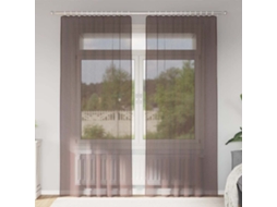 Vidaxl Cortinas De Voile Com Bolsos Para Varão 2 Pcs Castanho