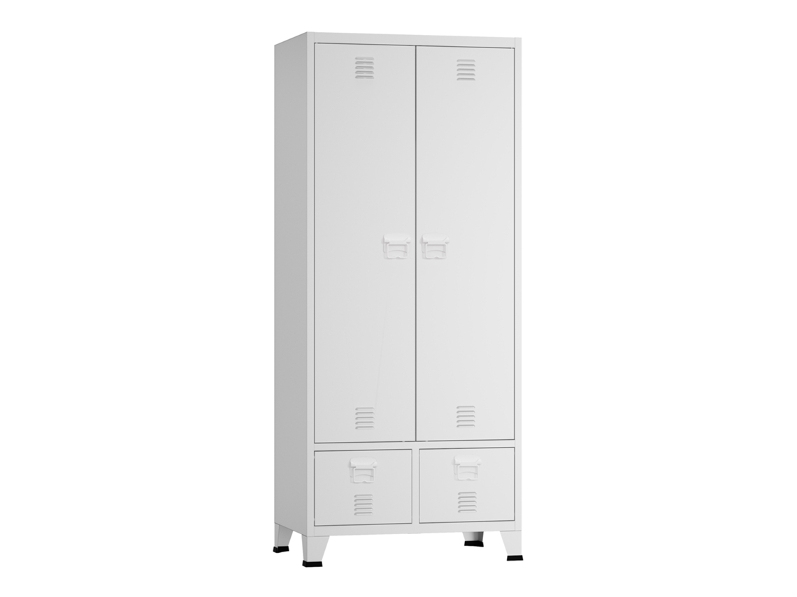 Roupeiro Hankasalmi Portas [EN.CASA] Aço Branco (180x90x40cm)