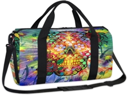 Bolsa Esportiva Artística e Colorida com Estampa de Caveira Rosa 45 X 21,5 X 23 Cm