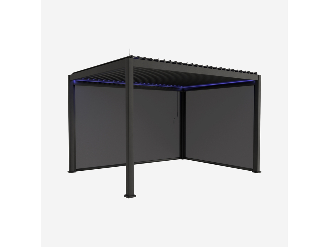 Pérgola Bioclimática Elétrica 3x4m Com Iluminação Led Toldo 3m Toldo 4m, Antracite Sweeek