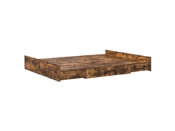 Conjunto 1 Estrutura De Cama Moderna Vidaxl Castanho Madeira De Pinho Maciça (160 X 200 Cm)