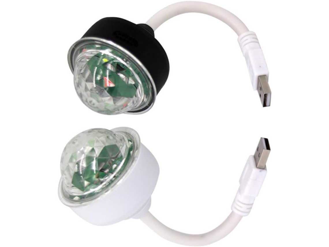 Conjunto De 2 Mini Luzes De Discoteca Led Portáteis Usb Em Pp