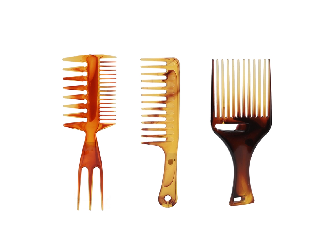 Kit De 3 Pentes Profissionais Para Cabelo Pente Grande Dentes Pente De Peixe Pente Barbear Ferramenta De Estilo Portátil