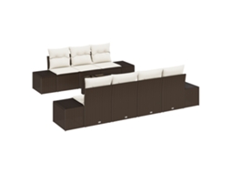 Conjunto 8 Conjunto De Sofá De Jardim Vidaxl Castanho Vime Pe (239 X 62 X 69 Cm)