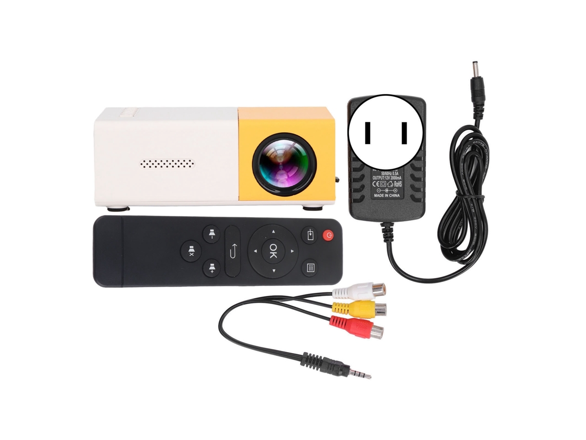 Projetor Mini 1080p Com Imagem De Reflexão Difusa 23 Idiomas Alto-falantes Plug Us 100-240v Amarelo