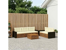 Vidaxl Conjunto De Sofás Para Exterior 6 Pcs Natural E Creme