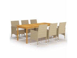 Vidaxl 7 Pcs Conjunto de Jantar para Jardim Bege