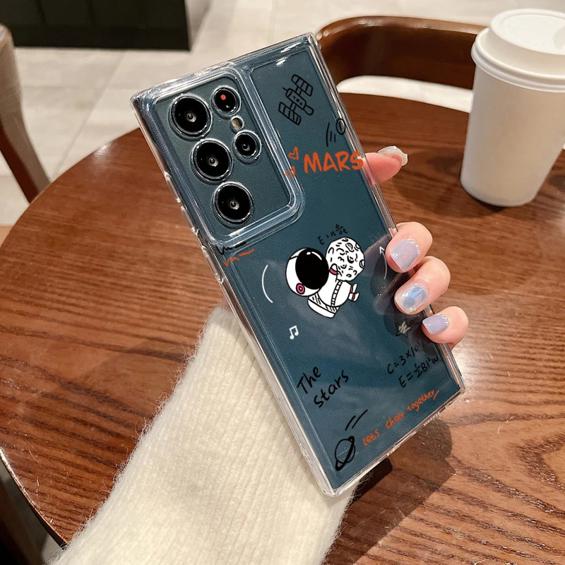 Capa Transparente Com Estampa Fofa De Astronauta Para Galaxy S23, Em Tpu Macio.