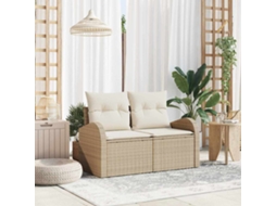 Vidaxl Sofá De Jardim Com Almofada Bege 124 X 62 X 69cm Vime Pe