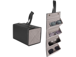 Organizador de Óculos de 4 Bolsos Estojo de Viagem Dobrável Estojo de Armazenamento de Óculos Expositor de Óculos Múltiplos Preto TRANTECH