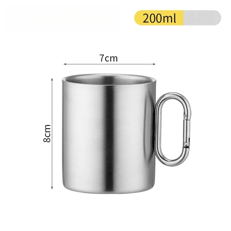 Copo de Aço Inoxidável 304 de Parede Dupla , com Fivela, Ideal para Caminhadas, Acampamentos e Piqueniques. MDUG (400 Ml)