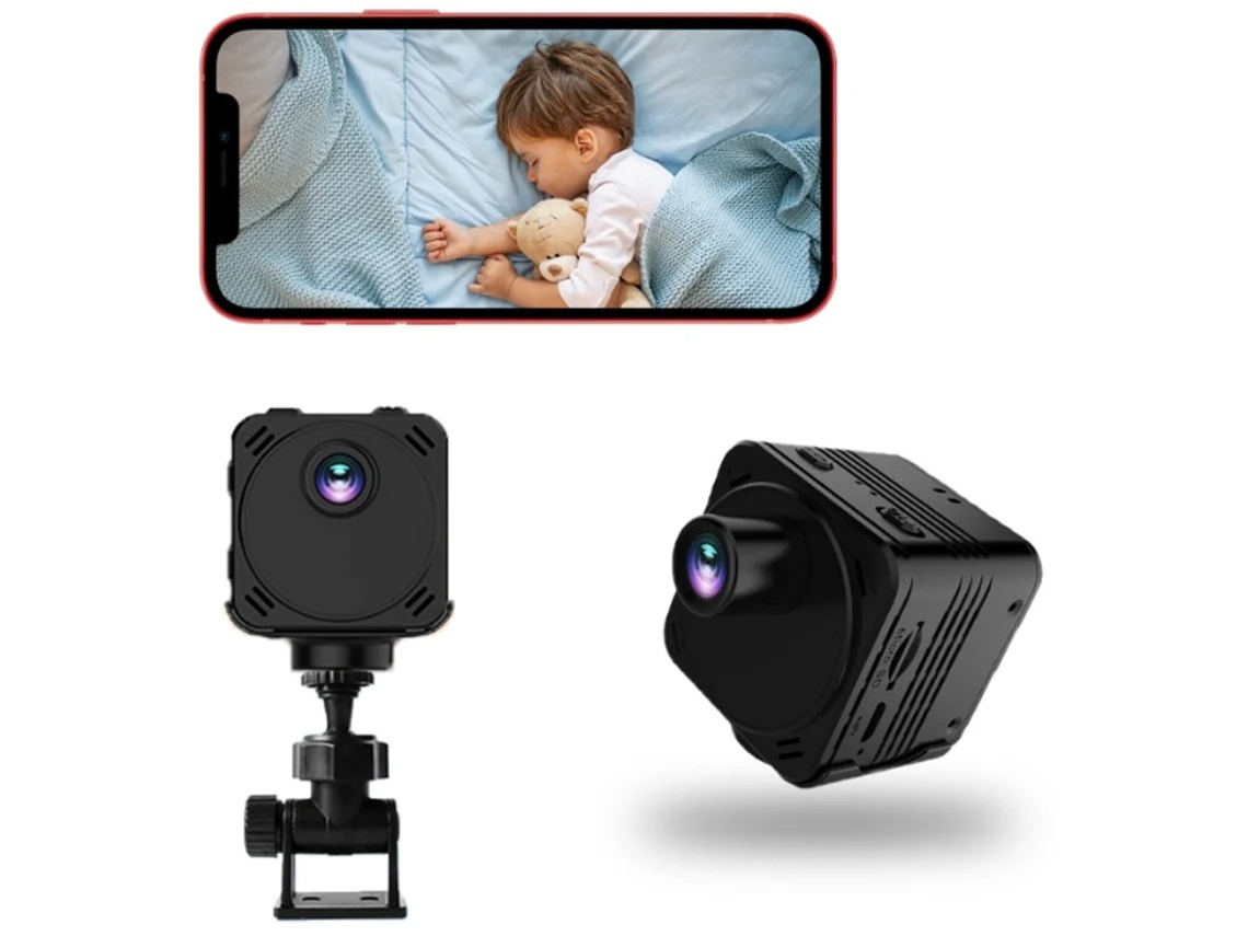 Minicâmera de segurança Wi-Fi inteligente, câmera babá HD 1080p com visão noturna criativa e detecção de movimento, 32 GB, preta. Bestvite