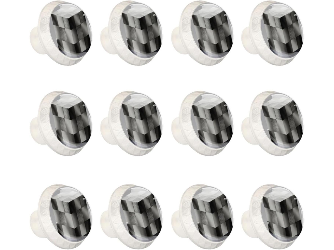 Puxadores E Maçanetas Redondas Para Armários De Cozinha, Conjunto De 12 Peças, Design Geométrico Quadrado 3d