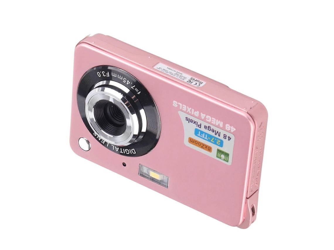 Câmara Digital 4k 48mp Com Ecrã Lcd De 2,7 Polegadas, Zoom 8x E Estabilização, Rosa