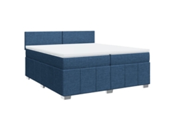 Cama com Molas/colchão 200x200 Cm Tecido Azul MAISON EXCLUSIVE