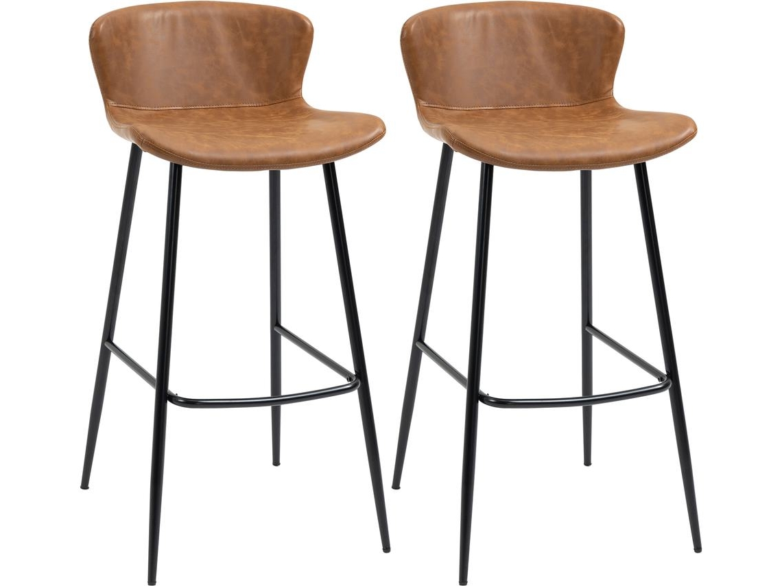 Conjunto de 2 Bancos Altos Couro Pu, Espuma e Aço Cor Marrom 45x49x94,6 cm Homcom