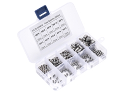 Conjunto de 200 Parafusos de Aço Inoxidável 304 com Cabeça Allen, Sextavada, Tamanhos M3, M4, M5, M6 e M8, com Ponta Cônica. MDUG