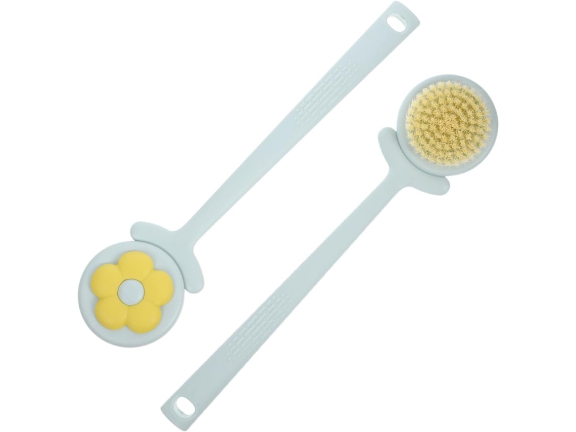 Conjunto De 2 Escovas Esfoliantes Mipcase Com Cabo Longo E Cerdas Em Formato Flor, Escova De Esfoliação Para Homens E