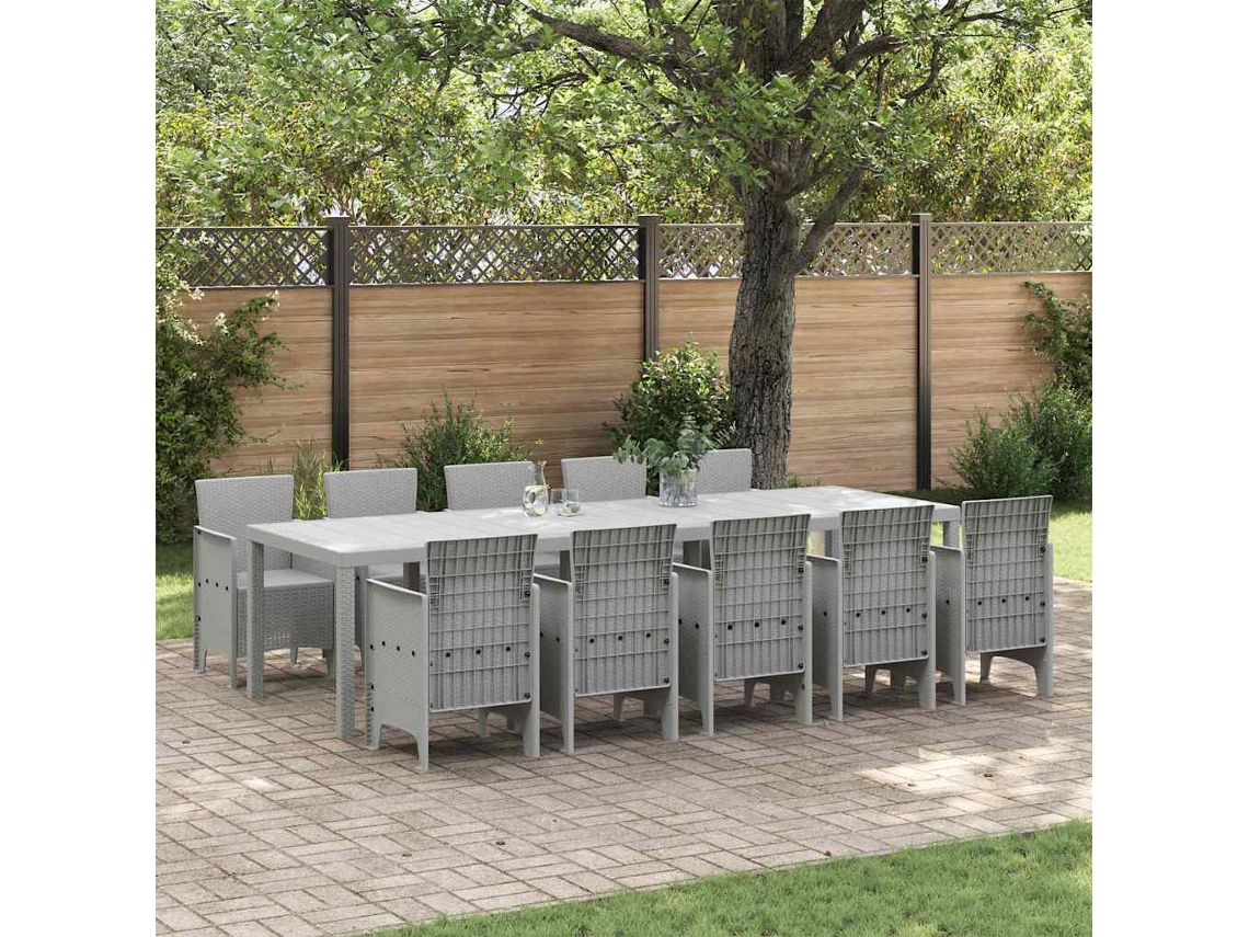 Vidaxl Conjunto De Jantar Para Jardim 11 Unid. Cinzento-claro