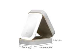 Espelho De Maquiagem Multifuncional De Led Com Luz, Ajustável Em Três Cores, Dobrável, Com Caixa Para Armazenamento De Cosméticos. Olysi Shop