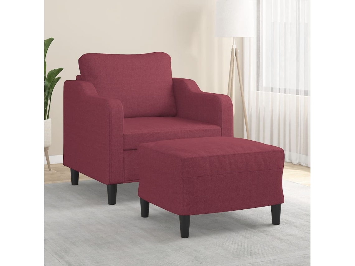 Vidaxl Poltrona Com Apoio De Pés 60 Cm Tecido Vermelho Tinto