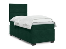 Vidaxl Cama Com Molas/colchão 80x200 Cm Veludo Verde-escuro