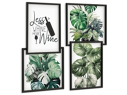 Composição De Quadros Citações Vegetais Abstração Espelharte (4 Peças)