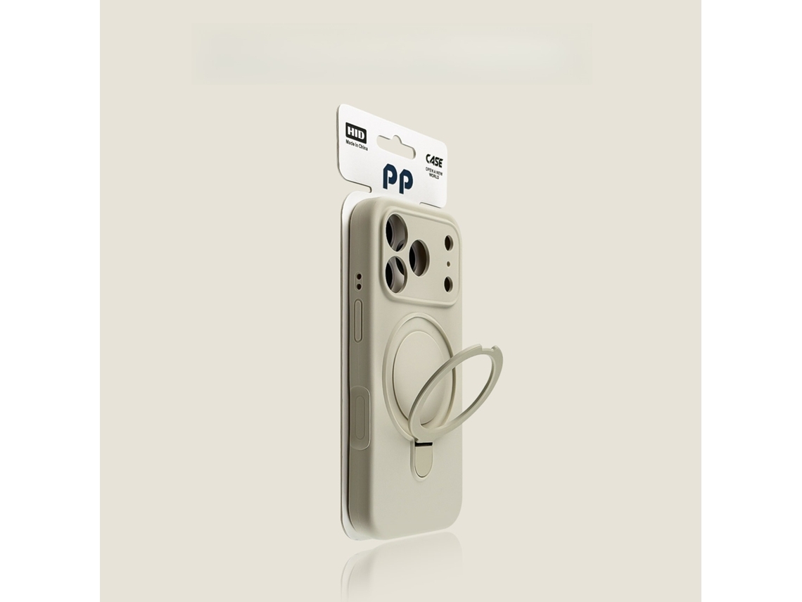 Capa Para Iphone 18 Pro Com Suporte Magnético , Compatível Com Magsafesilicone Bege Hibbent