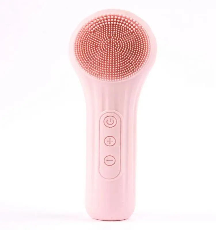 (rosa) Escova De Limpeza Facial Elétrica Aquecida De Silicone À Prova D'água Com Cinco Velocidades