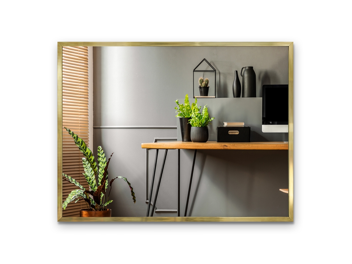 Espelho Decorativo Com Moldura Dourada Para Parede (83x63 Cm)