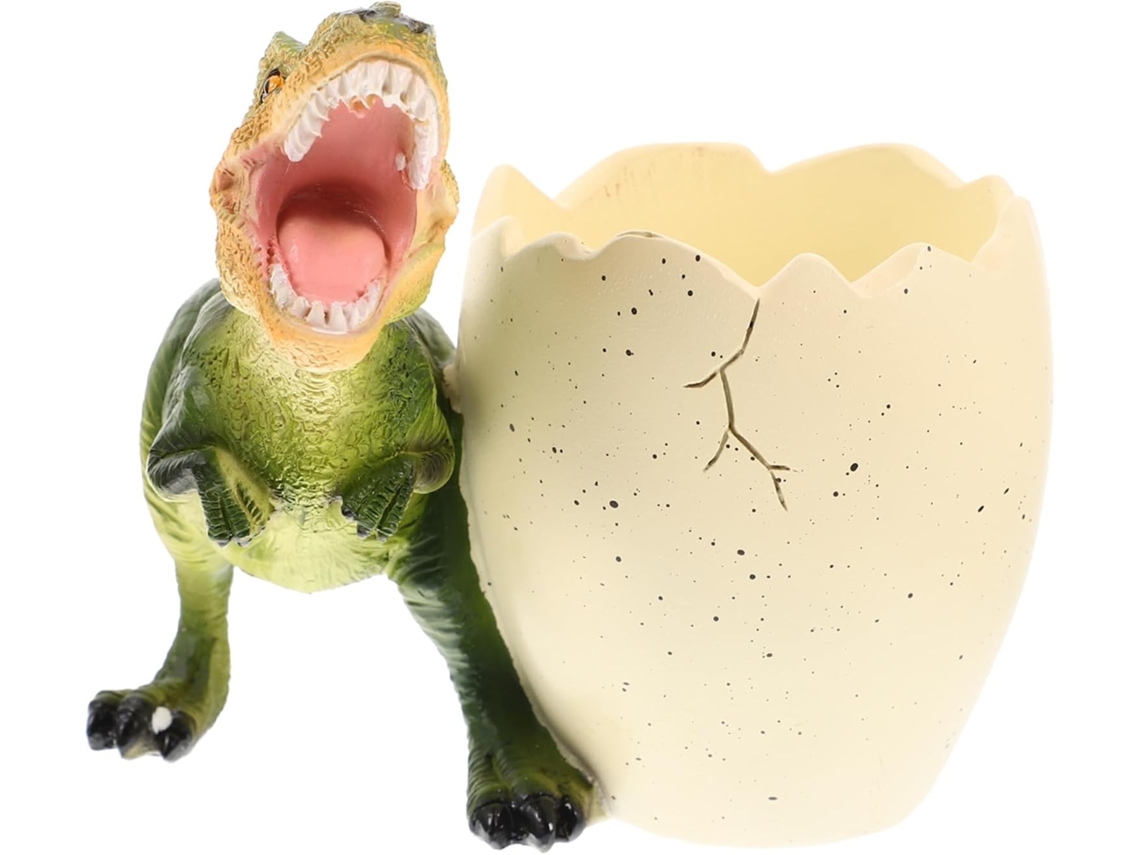 Organizador de Lápis em Formato Ovo, Suporte de Resina Resistente com Design de Dinossauro para Armazenamento na Mesa